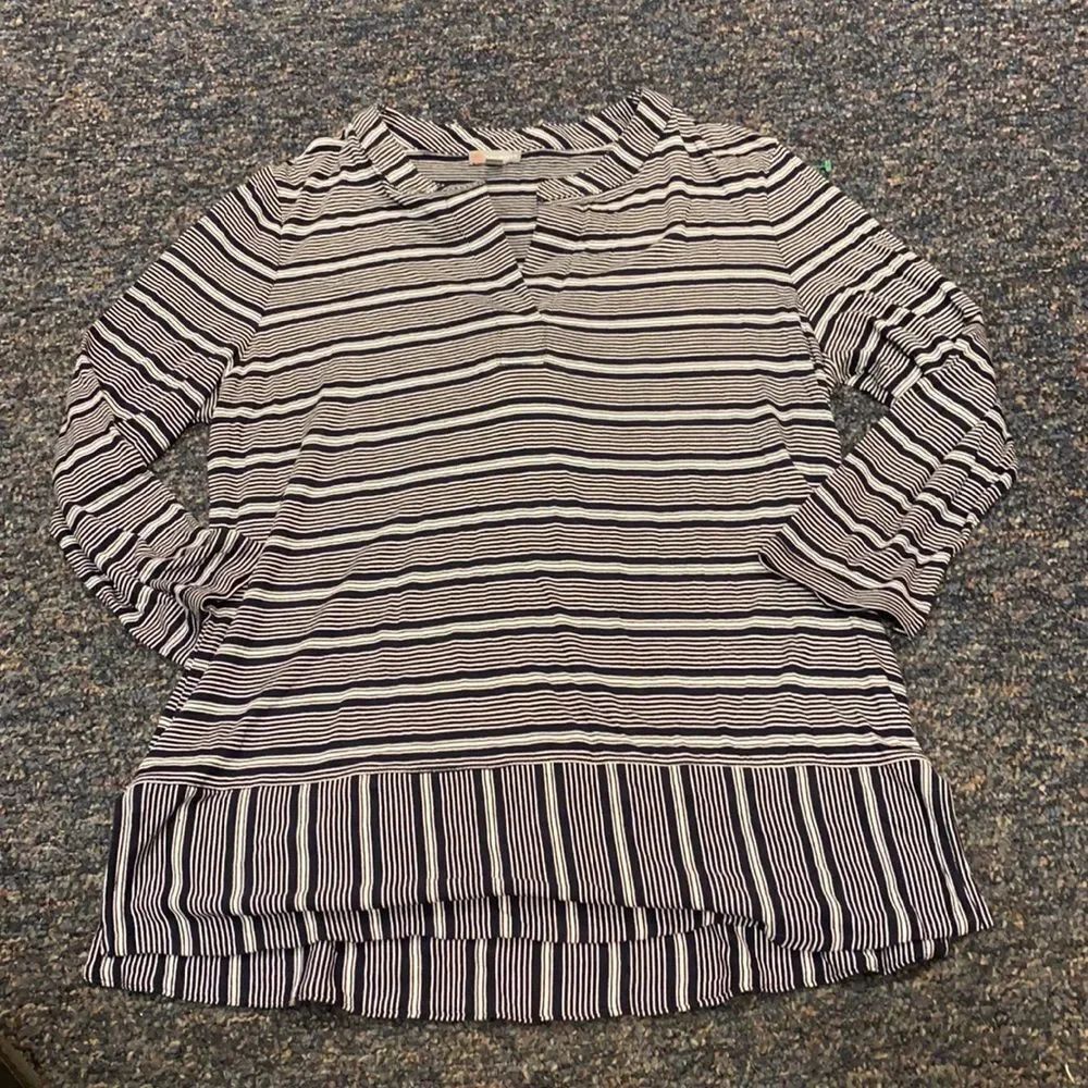 Talbots Black and white Stripped Top sz. M Petite